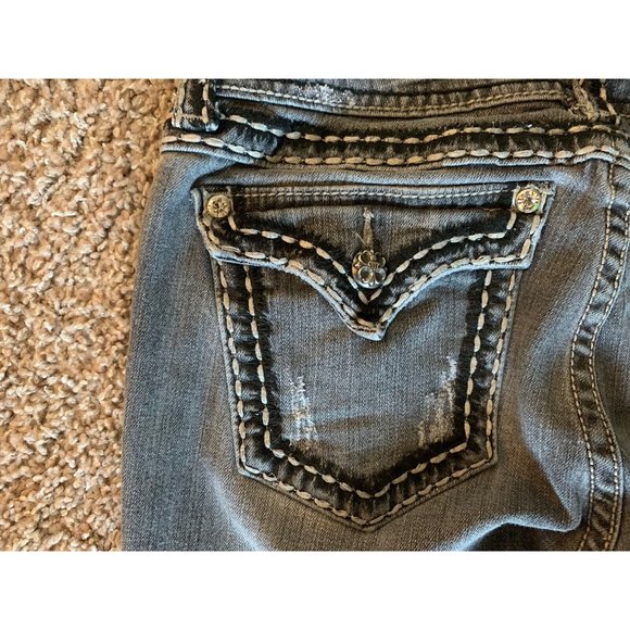 Miss Me Boot JP5014-2 Flap Pockets Thick Stitch Rhinestone Charcoal Size 30 Boot - Picture 11 of 14